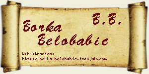 Borka Belobabić vizit kartica
